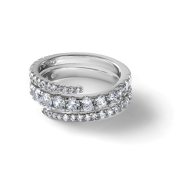 Sterling Silver Rhodium-plated Polished CZ Wrapped Band Size 8 Ring