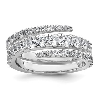 Sterling Silver Rhodium-plated Polished CZ Wrapped Band Size 8 Ring