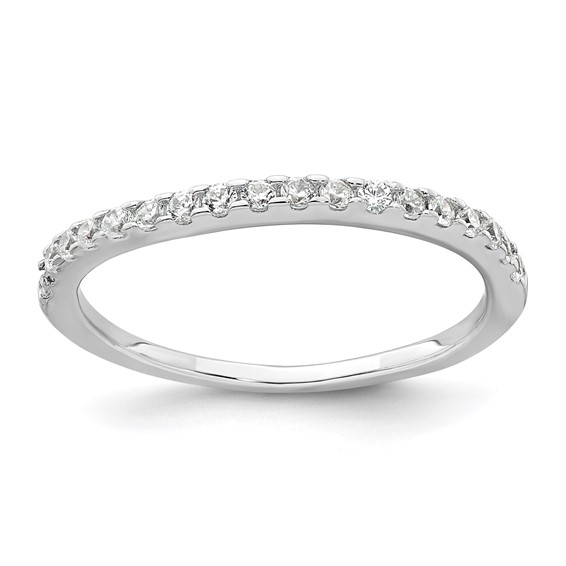 Sterling Silver Rhodium-plated Polished CZ 3-Stone Halo Size 6 Engagement Ring and Wedding Band Set