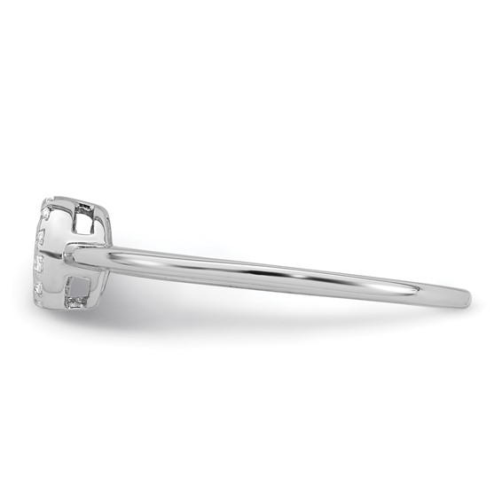 Sterling Silver Rhodium-plated Polished Pave CZ Circle Size 7 Ring