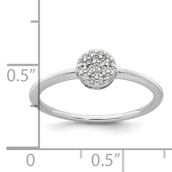 Sterling Silver Rhodium-plated Polished Pave CZ Circle Size 7 Ring