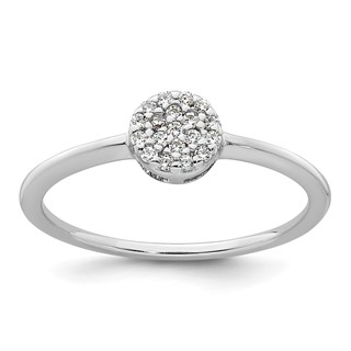 Sterling Silver Rhodium-plated Polished Pave CZ Circle Size 7 Ring