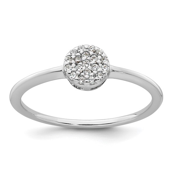 Sterling Silver Rhodium-plated Polished Pave CZ Circle Size 7 Ring