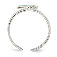 Sterling Silver Green Enameled Frog Toe Ring view 2