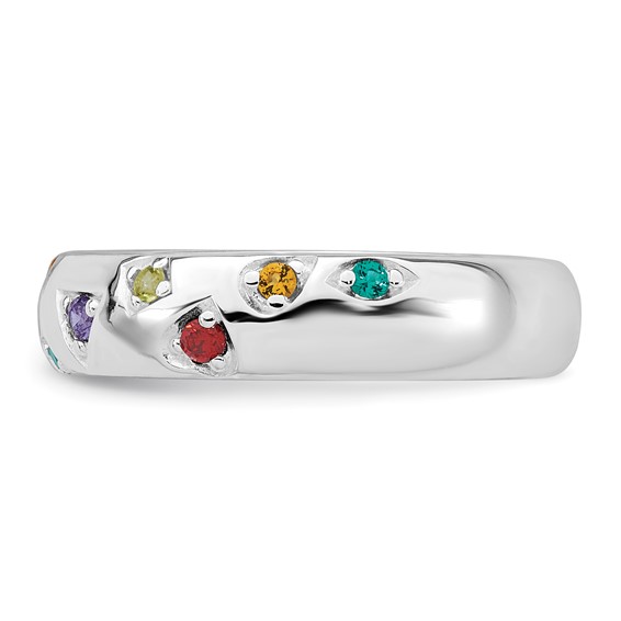 Sterling Silver Rhodium-plated Polished Multicolor CZ Geometric Shapes 5.00mm Band Size 7 Ring
