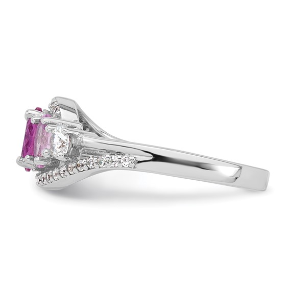 Sterling Silver Rhodium-plated Polished Pink CZ  5-Stone Size 8 Ring