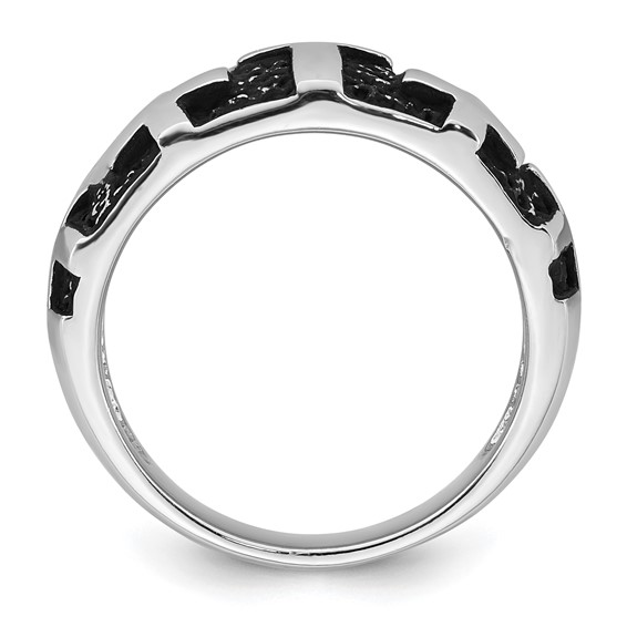 Sterling Silver Rhodium-plated Enameled Polished Multi-Cross Size 9 Men's Ring