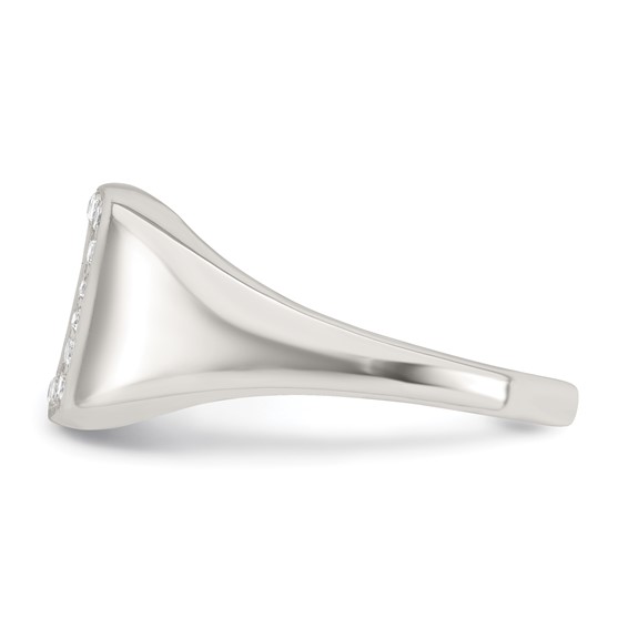 Sterling Silver Polished White CZ Square Border Size 9 Mens Signet Ring