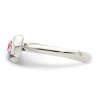 Sterling Silver Antiqued Pink CZ Dolphin Toe Ring view 3