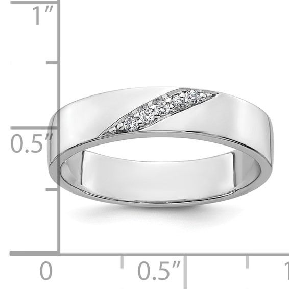 Sterling Silver Rhodium-plated Polished White CZ Mens Size 10 Band Ring