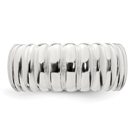 Sterling Silver Polished 8.5mm Ridge Pattern Ring
