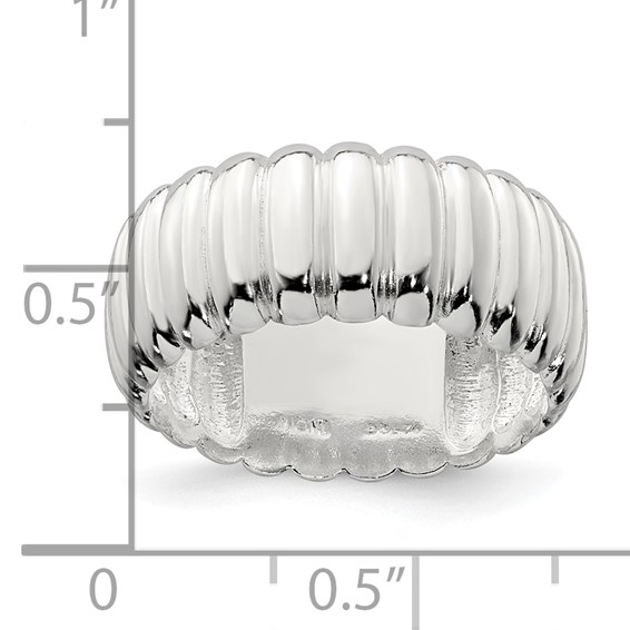 Sterling Silver Polished 8.5mm Ridge Pattern Ring