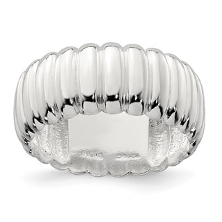 Sterling Silver Polished 8.5mm Ridge Pattern Ring
