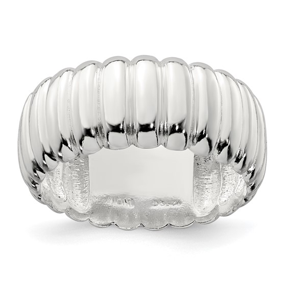 Sterling Silver Polished 8.5mm Ridge Pattern Ring