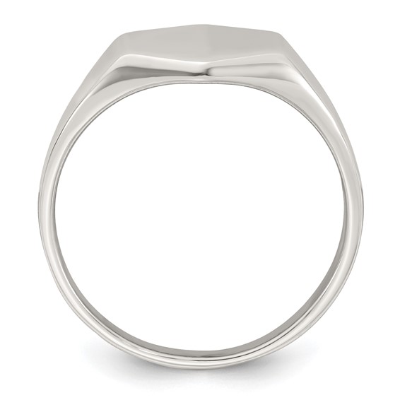 Sterling Silver Polished 12.2mm x 11.4mm Hexagon Closed Back Size 9 Mens Signet Ring