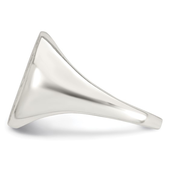 Sterling Silver Polished Brushed and Grooved 15.3mm x 13.2mm Rectangle Closed Back Size 10 Mens Signet Ring