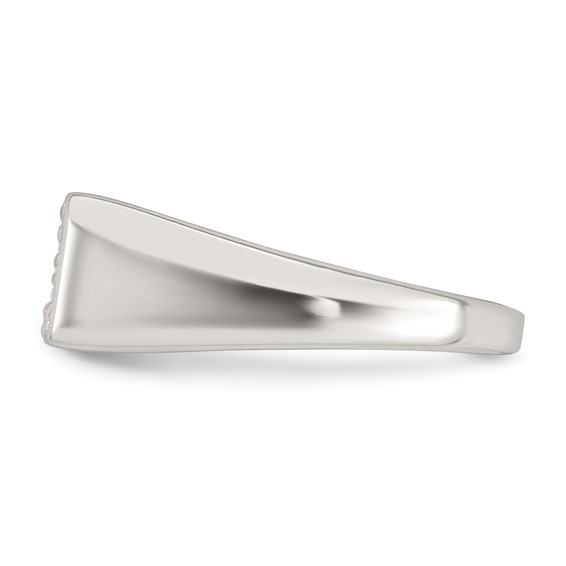 Sterling Silver Polished White CZ Rectangular Size 10 Mens Ring