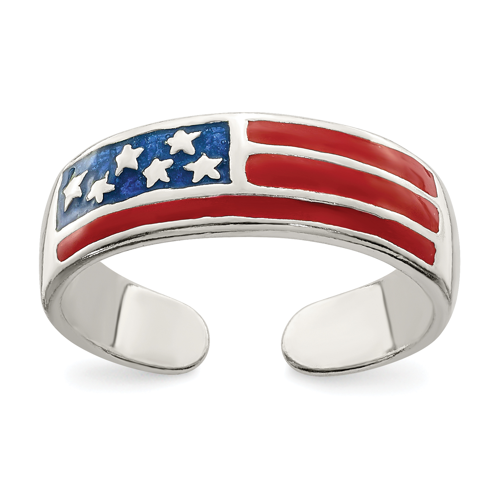Sterling Silver Enameled Flag Toe Ring (QR780)