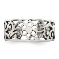 Sterling Silver Antiqued Floral Toe Ring view 5