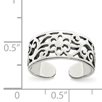 Sterling Silver Antiqued Floral Toe Ring view 3