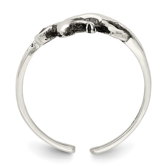 Sterling Silver Antiqued Lizard CZ Toe Ring
