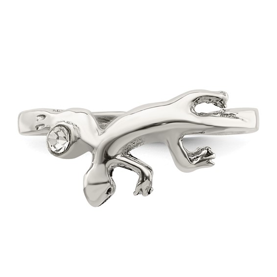 Sterling Silver Antiqued Lizard CZ Toe Ring