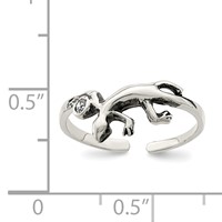 Sterling Silver Antiqued Lizard CZ Toe Ring view 3