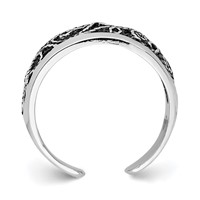 Sterling Silver Antiqued Floral Toe Ring view 2