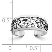 Sterling Silver Antiqued Floral Toe Ring view 3