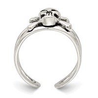Sterling Silver Antiqued Skull Toe Ring view 2