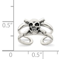 Sterling Silver Antiqued Skull Toe Ring view 4