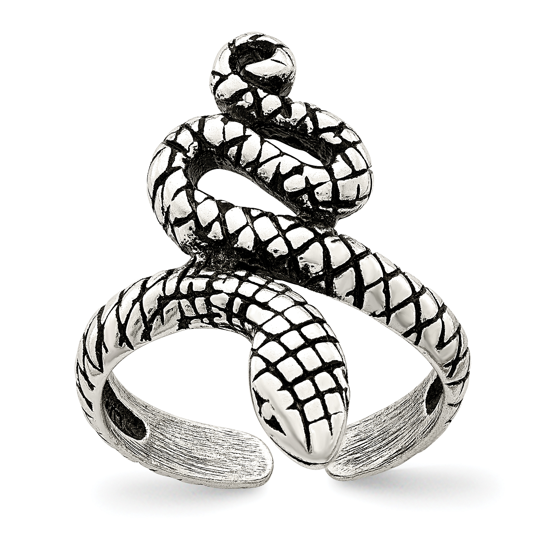 Sterling Silver Antiqued Snake Toe Ring (QR798)