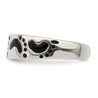 Sterling Silver Black Enameled Feet Toe Ring view 4