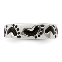Sterling Silver Black Enameled Feet Toe Ring view 5
