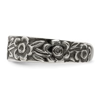 Sterling Silver Antiqued Flowers Toe Ring view 4