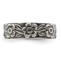 Sterling Silver Antiqued Flowers Toe Ring view 5