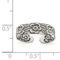 Sterling Silver Antiqued Flowers Toe Ring view 3