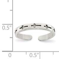 Sterling Silver Antiqued Crosses Toe Ring view 3