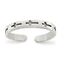 Sterling Silver Antiqued Crosses Toe Ring view 1