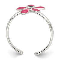 Sterling Silver Pink Enameled Floral Toe Ring view 2