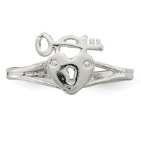 Sterling Silver Heart Lock & Key Toe Ring view 5
