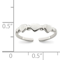 Sterling Silver Hearts Toe Ring view 3