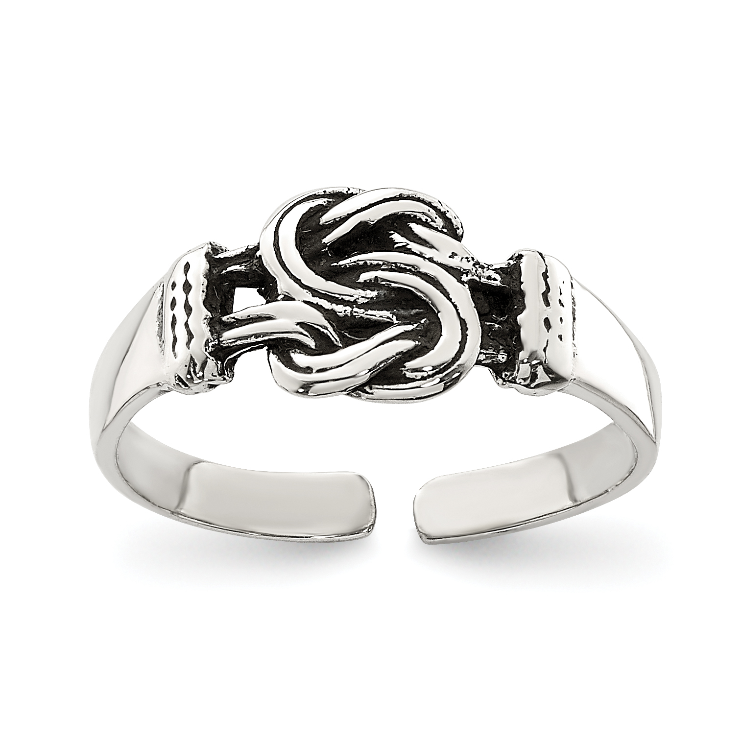 Sterling Silver Antiqued Love Knot Toe Ring (QR818)