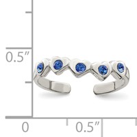 Sterling Silver Blue CZ Heart Toe Ring view 3