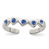 Sterling Silver Blue CZ Heart Toe Ring view 1