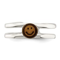 Sterling Silver Yellow & Black Enameled Smiley Toe Ring view 5