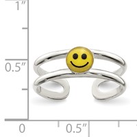 Sterling Silver Yellow & Black Enameled Smiley Toe Ring view 3