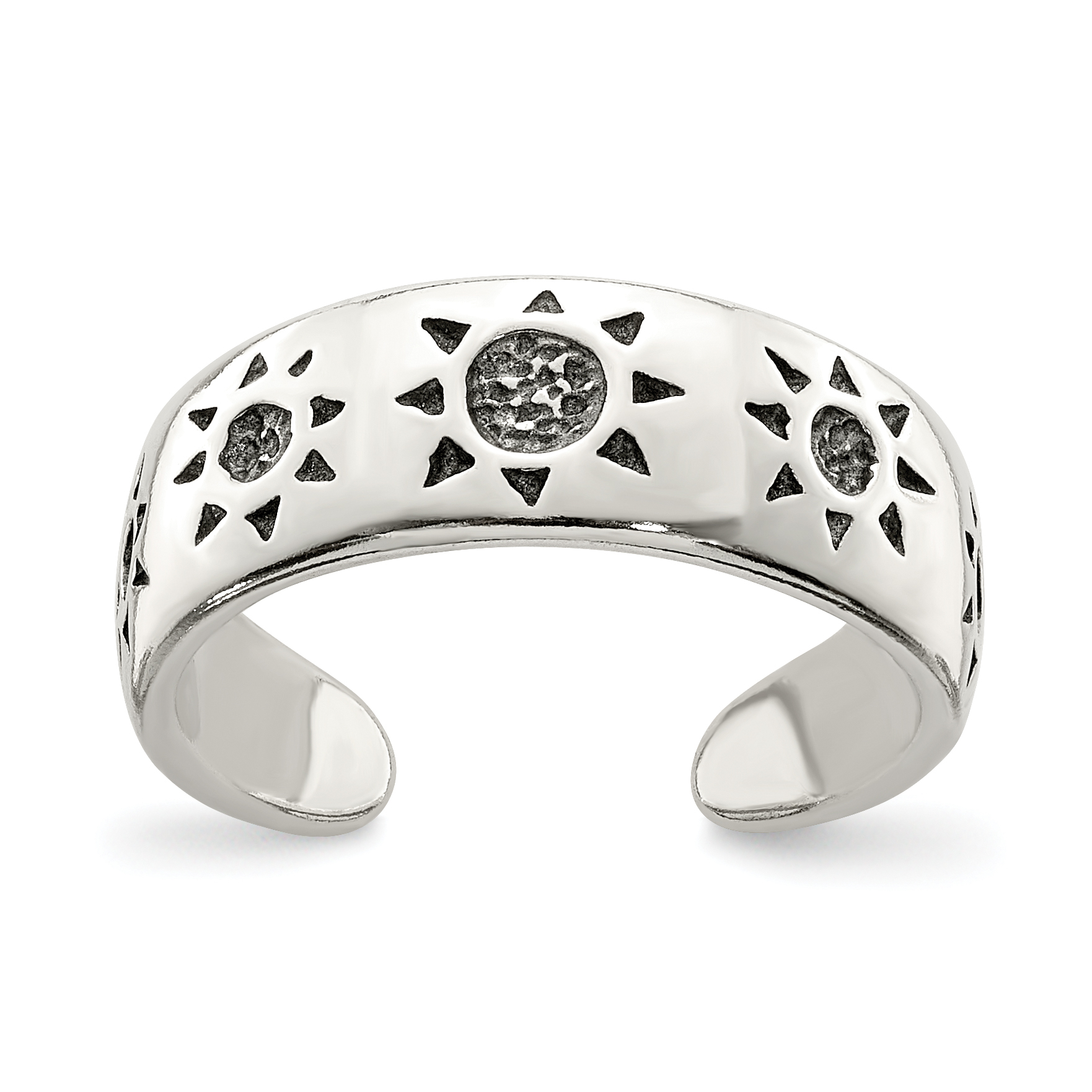 Sterling Silver Antiqued Sun Toe Ring (QR829)