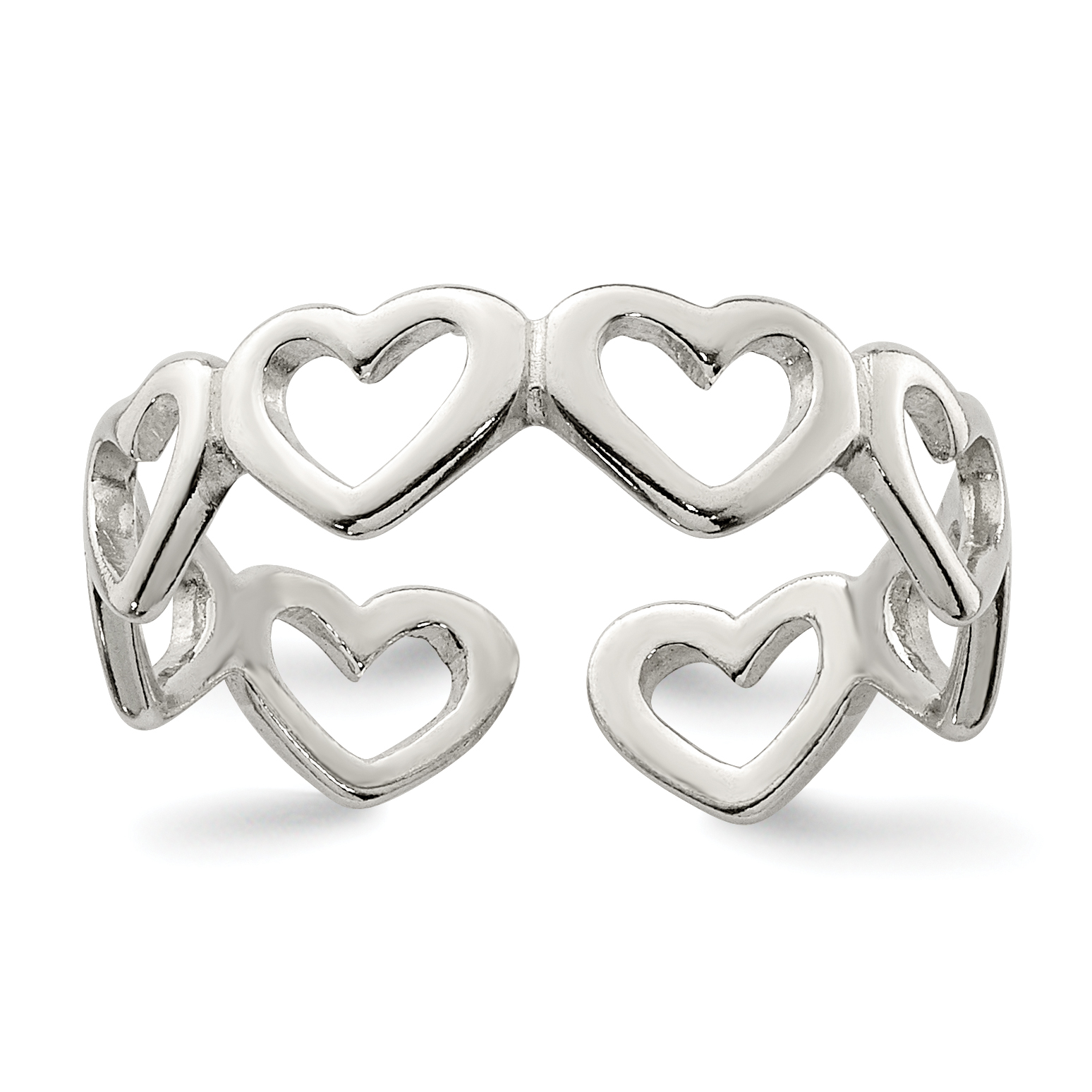 Sterling Silver Cut-out Hearts Toe Ring (QR830)