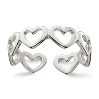 Sterling Silver Cut-out Hearts Toe Ring view 1